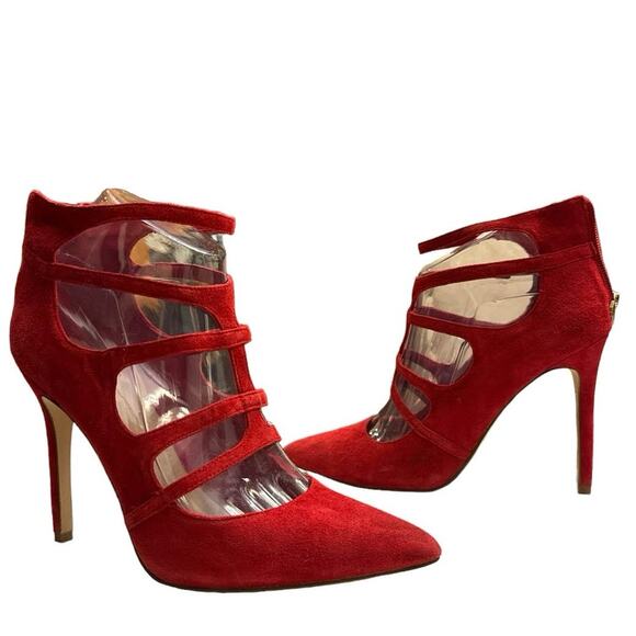 Bcbgeneration Cherry Red 4 Inch Sexy High Suede Heels size 7 - Picture 3 of 10